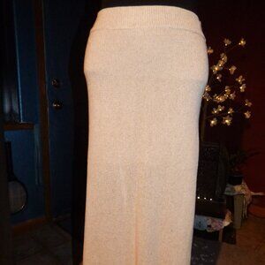 MOD REF GOTH OFFICE PARTY TAUPE A-LINE SWEATER MAXI SKIRT WITH SIDE SLIT WEDDING
